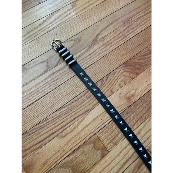 NWOT ANINE BING Pyramid Unisex Leather Belt Gunmetal Grommet Stud Buckle silver